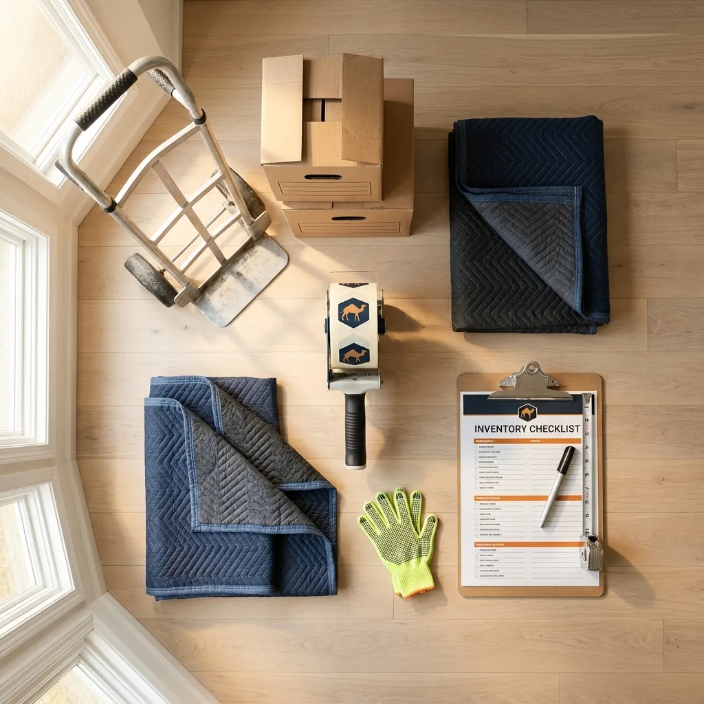 Professional moving supplies and packing materials layout for Tallapoosa residential relocations